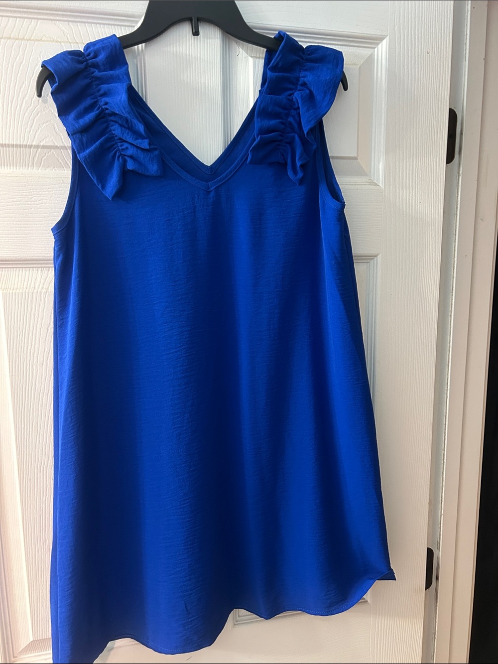 JODIFL Royal Blue Ruffle Shoulder V-Neck Camisole